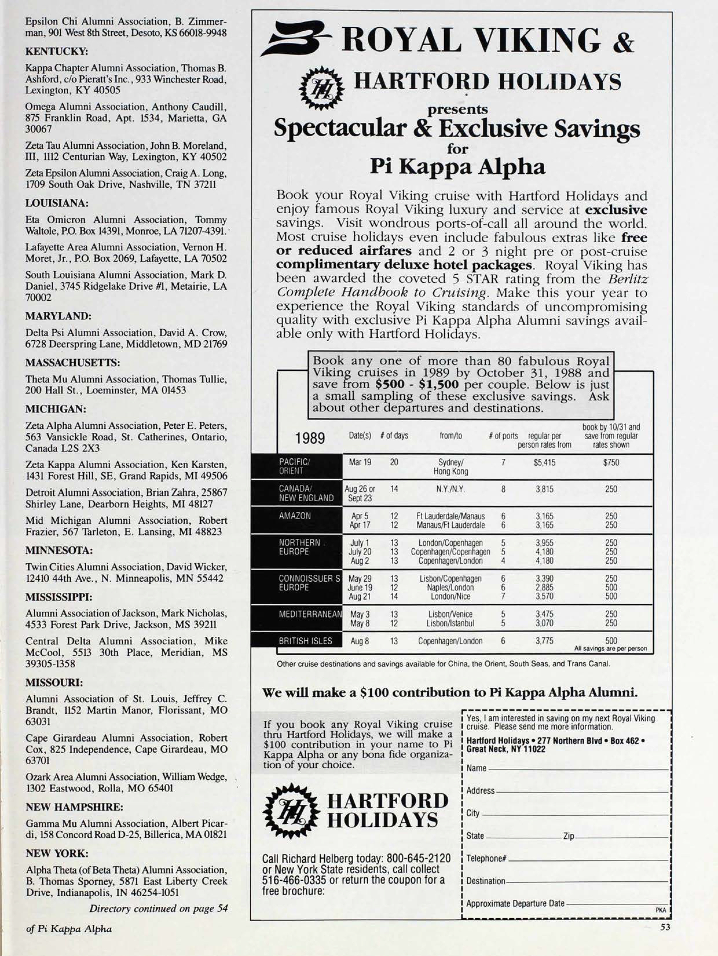 Hartford Holidays Advertisement, September 1988